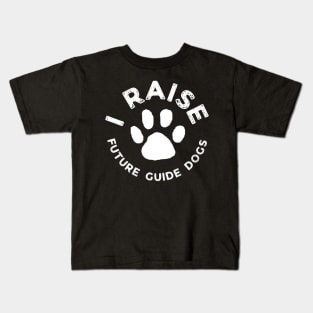 I Raise Future Guide Dogs - Guide Dog For The Blind - Dog Training - Working Dog - White Design for Dark Background - Circle Paw Kids T-Shirt